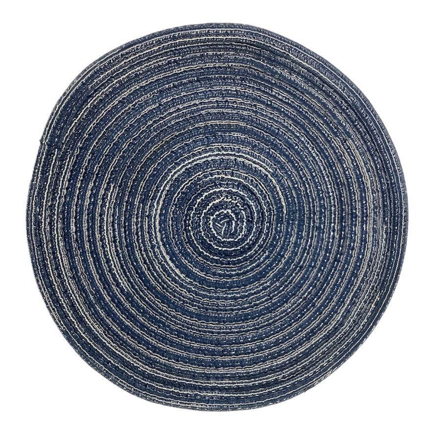 Set 4 Individuales Manteles Redondos Antideslizantes Tapete Azules-0