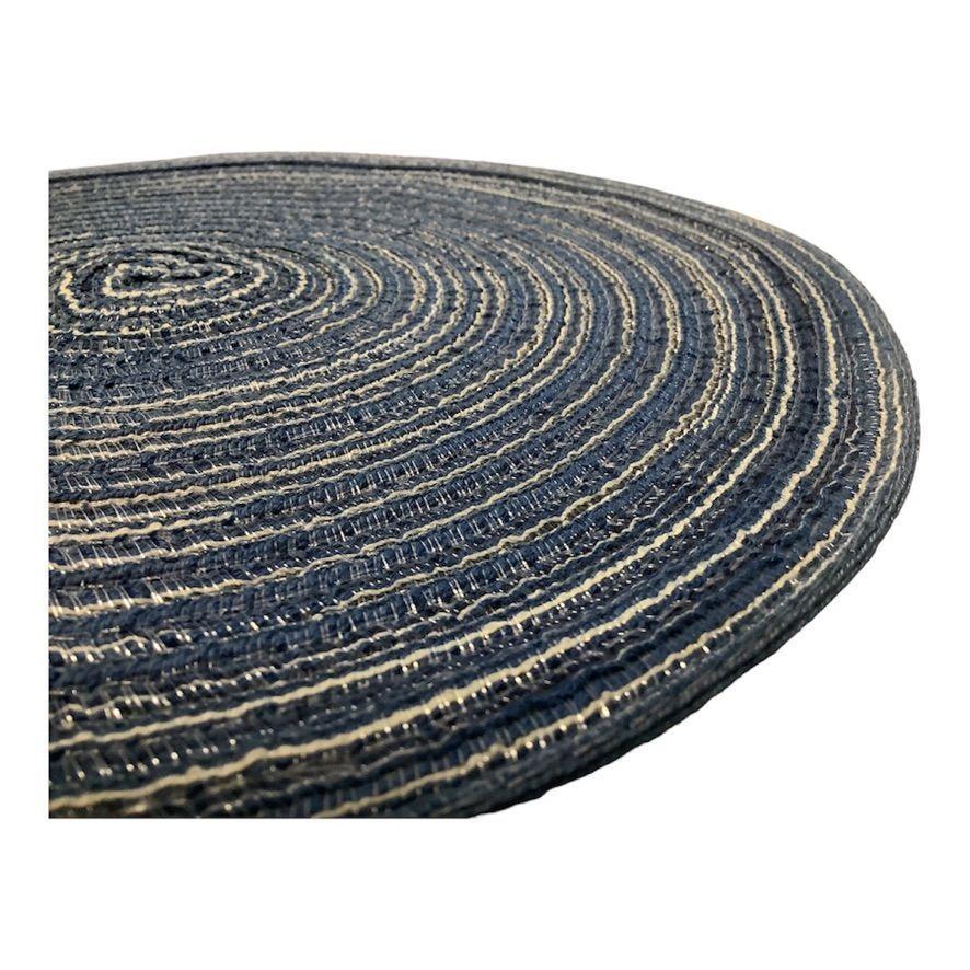 Set 4 Individuales Manteles Redondos Antideslizantes Tapete Azules-1