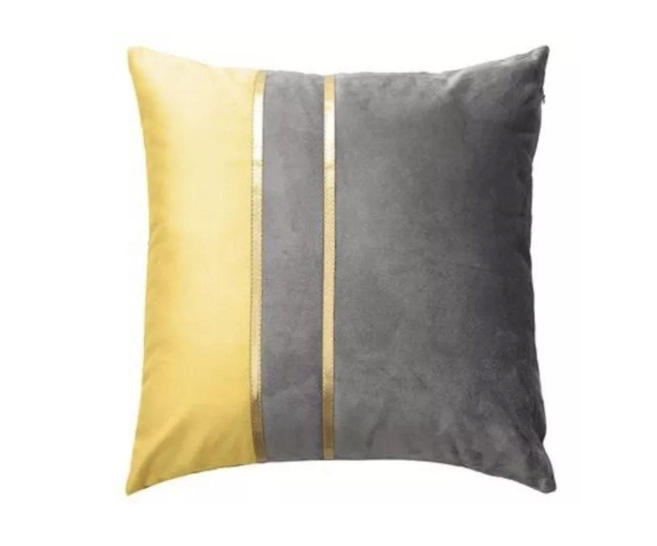 Pack 2 Fundas Cojín Bicolor Líneas Doradas-0