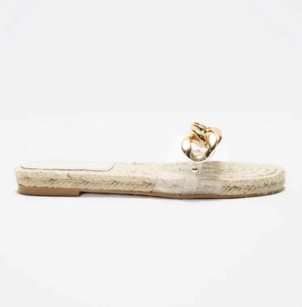 Sandalias Plana Cadena y Vinil Talla  35-2