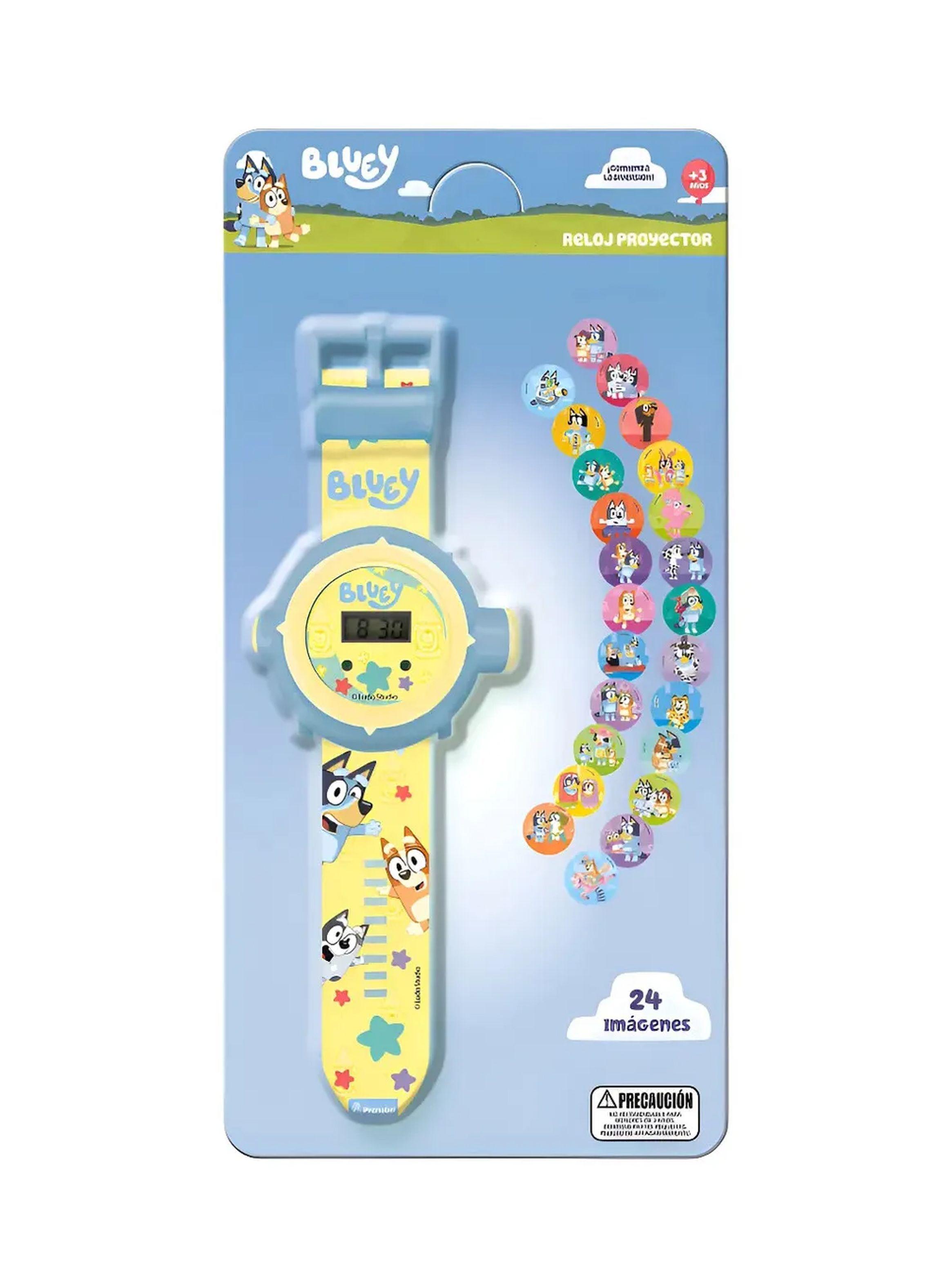 Reloj Infantil Proyector 24 Imagenes Bluey Azul Claro-1