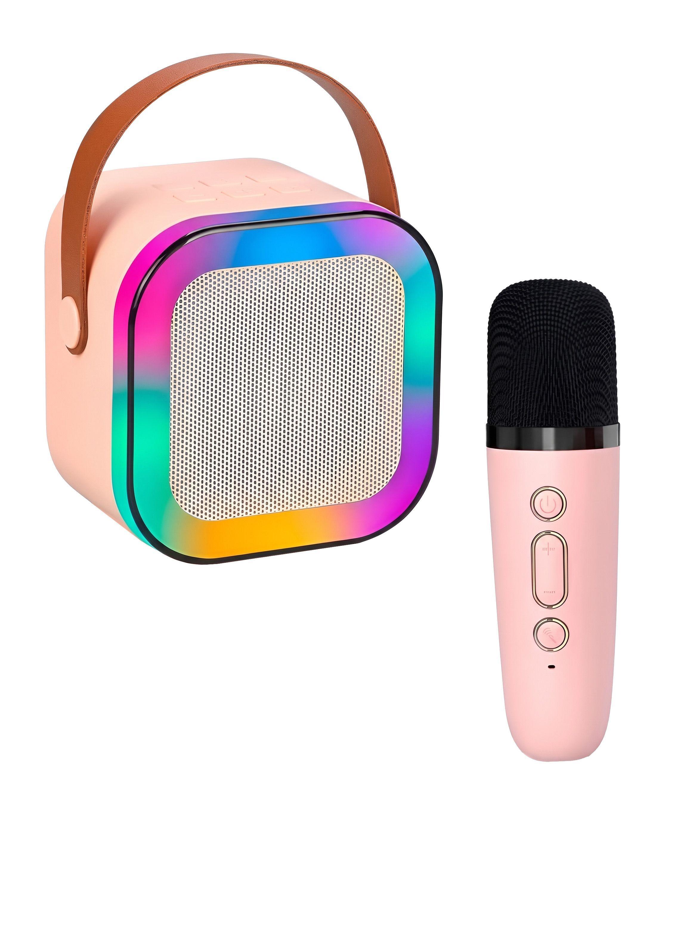 Parlante Bluetooth Karaoke K12 6W Microfono Rosa Claro-0