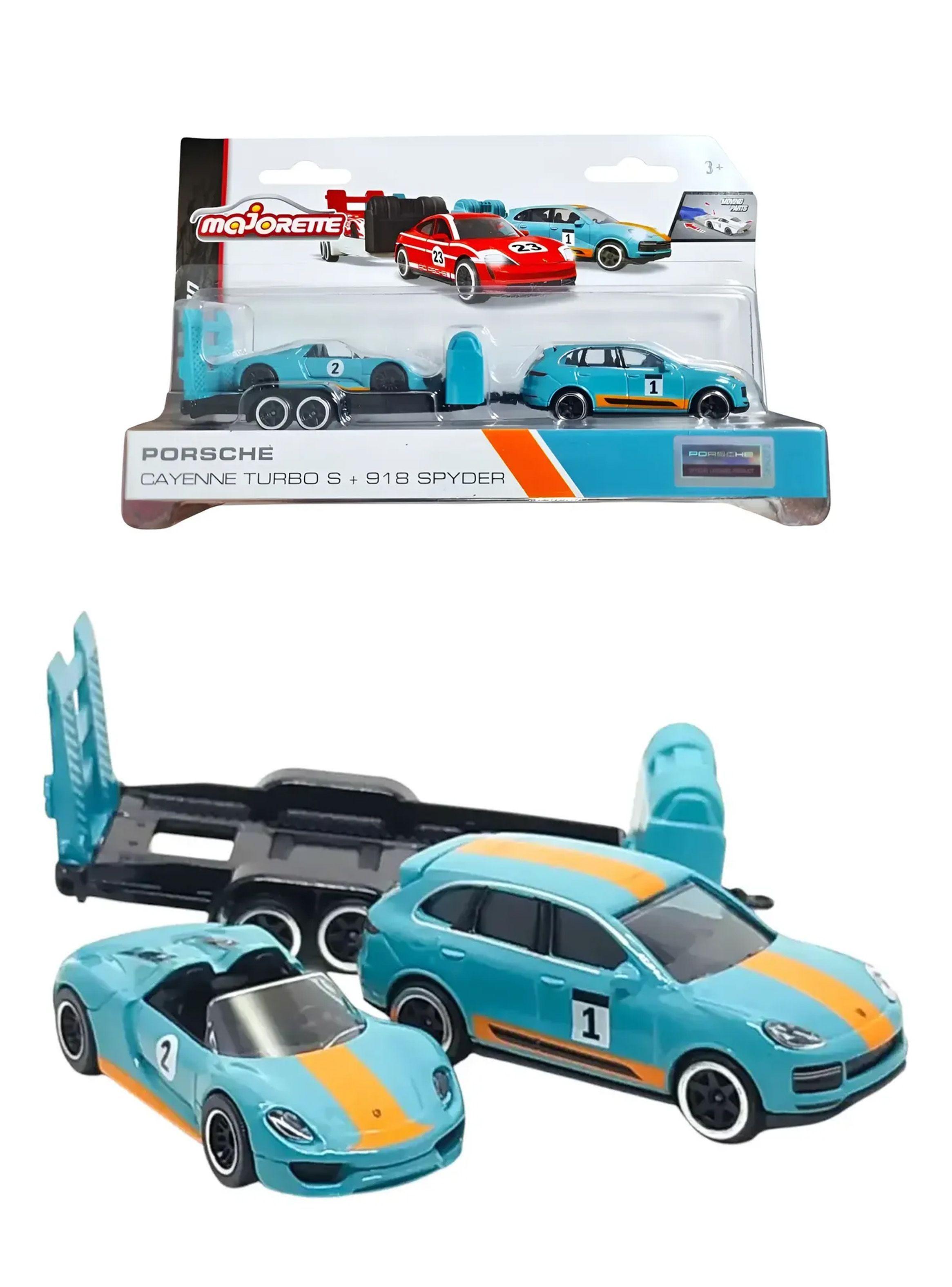 Set Majorette Porsche Cayenne Trailer 918 Spyder 1 64-0