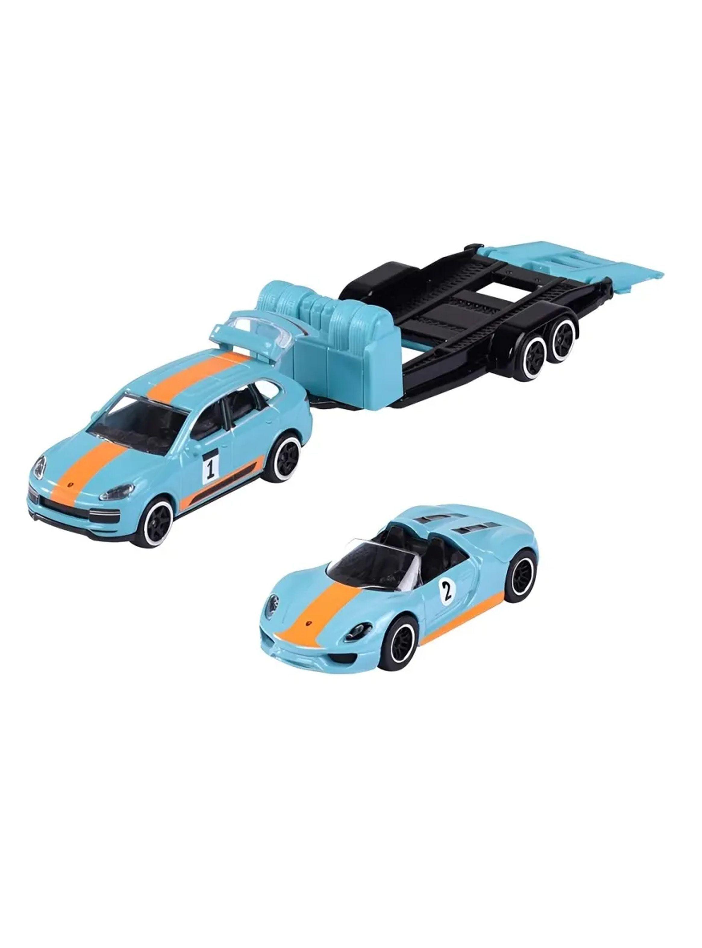 Set Majorette Porsche Cayenne Trailer 918 Spyder 1 64-4
