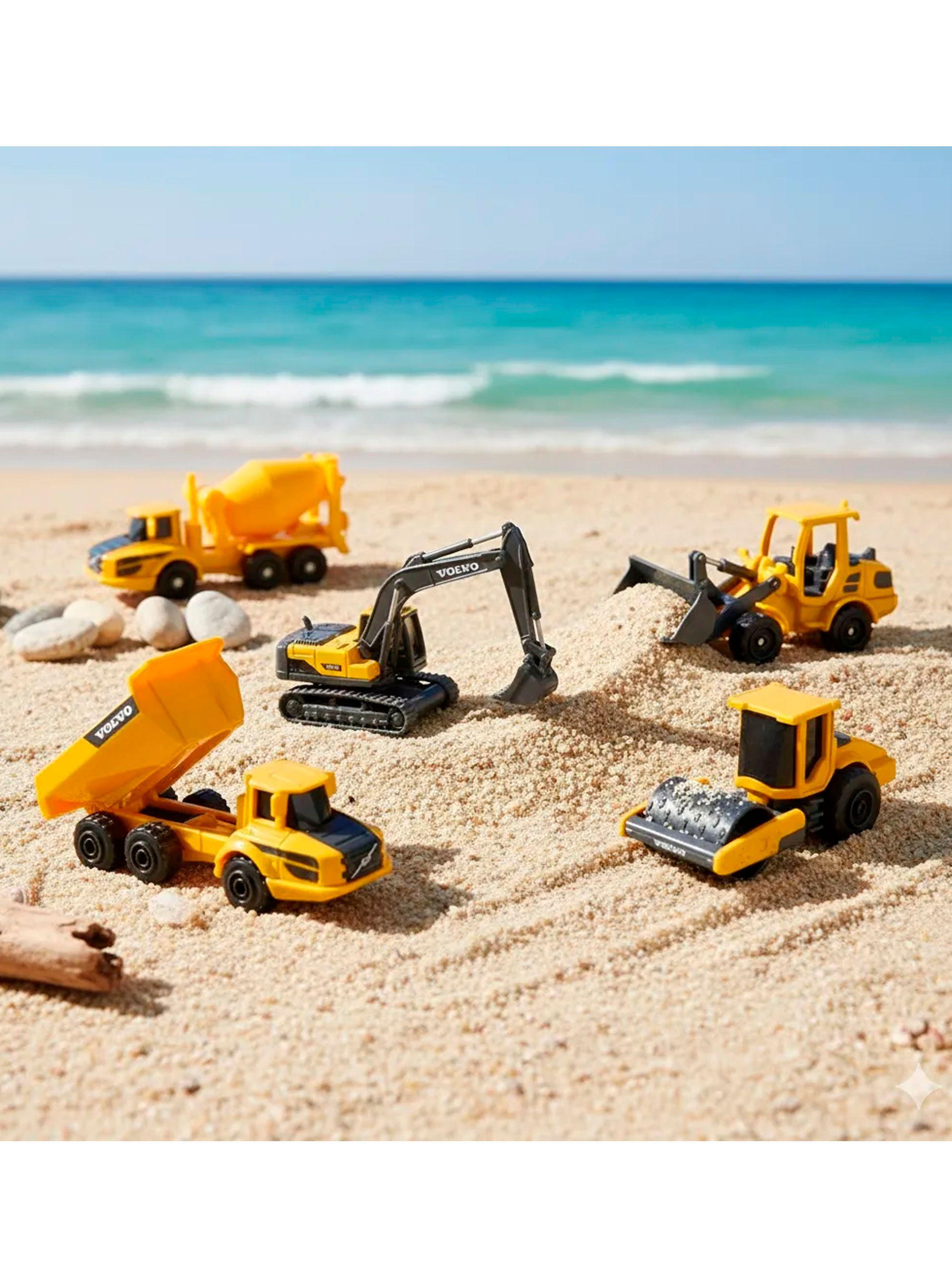 Pack 5 Maquinas Construccion Volvo 1:64 Metal Maisto-3