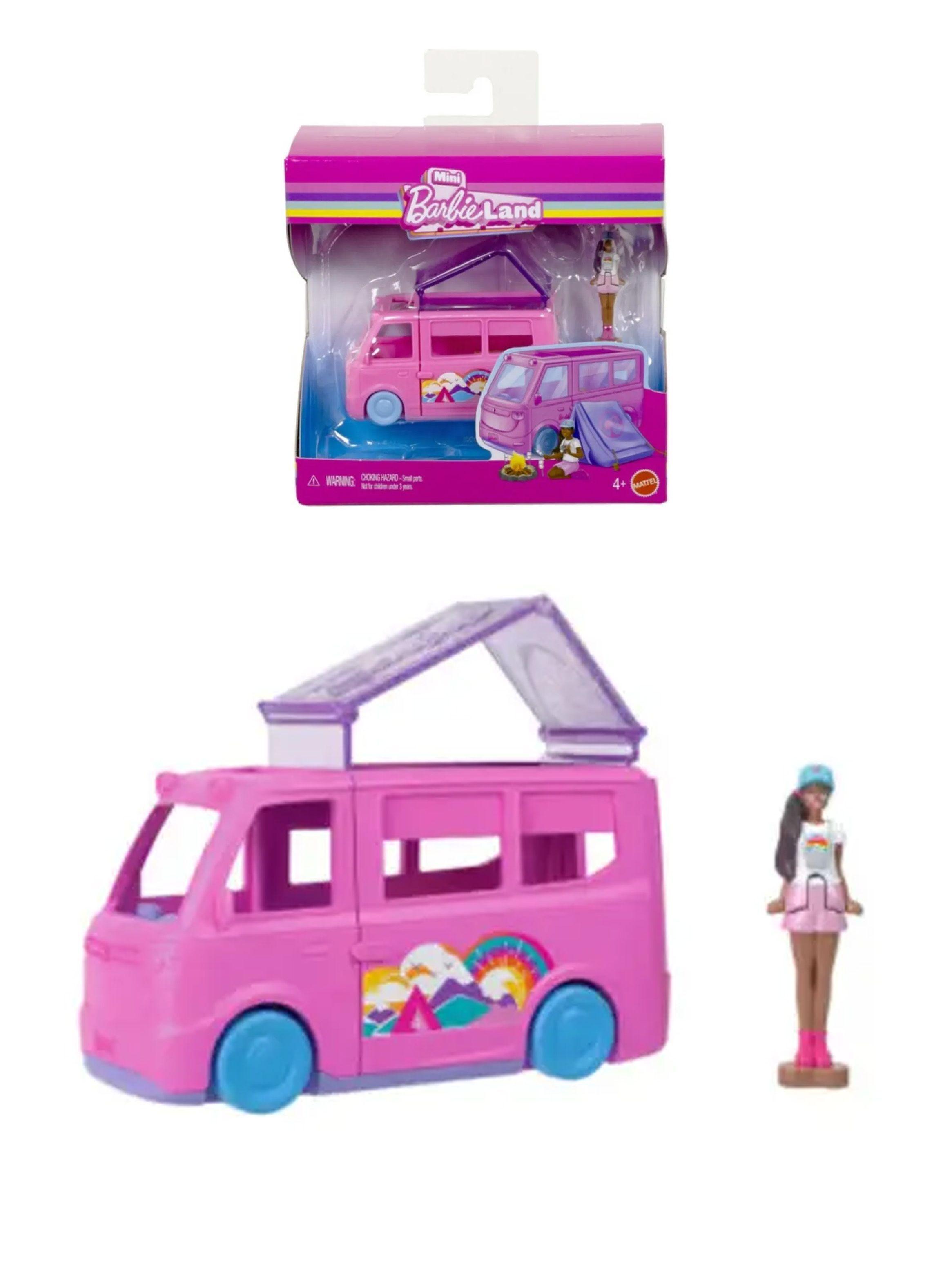 Muñeca Barbie Mini Barbieland Vehiculo Camper Rosa Mattel-0