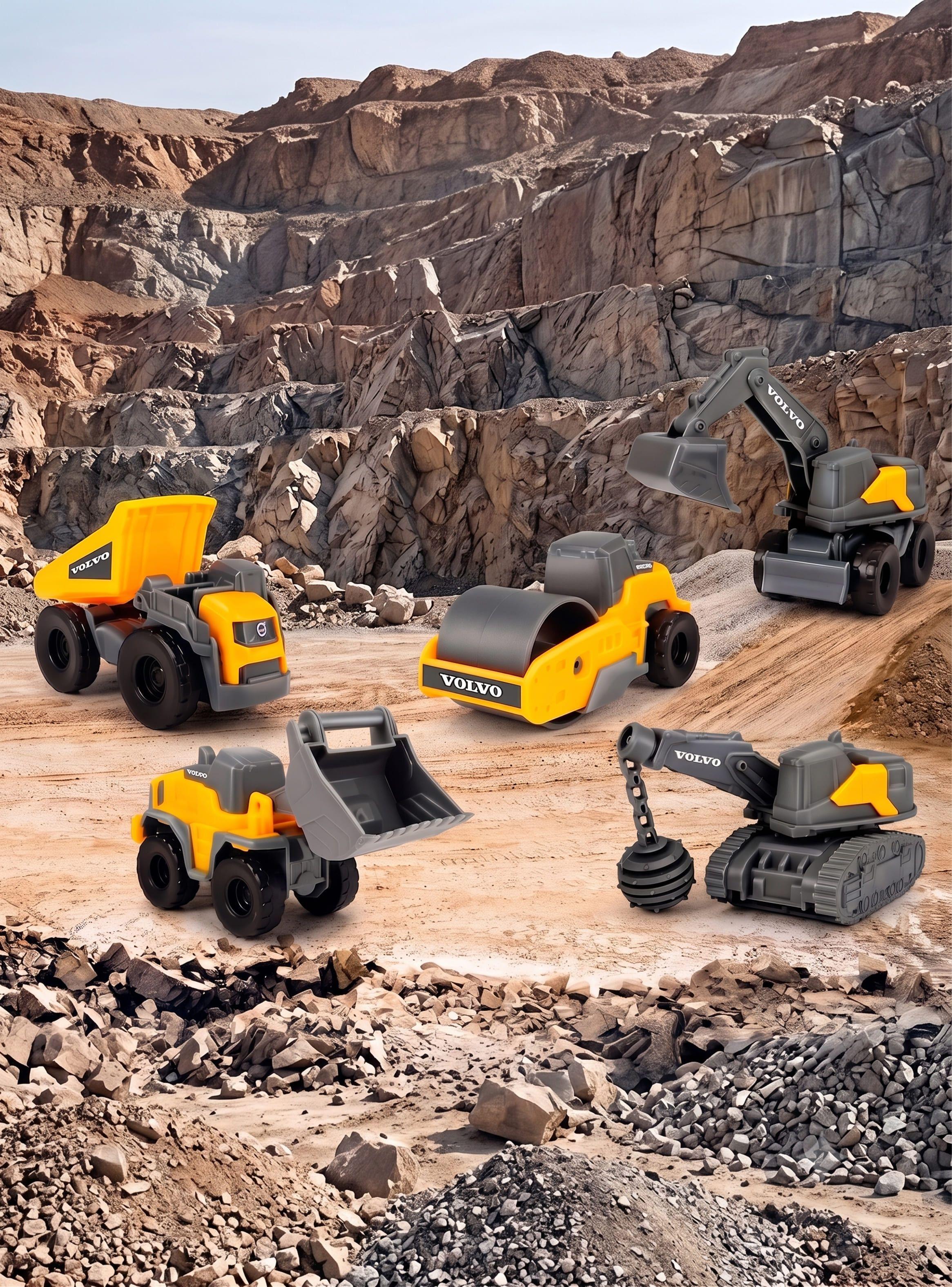 Set 5 Camiones De Construccion Volvo Dickie Toys Minis-2