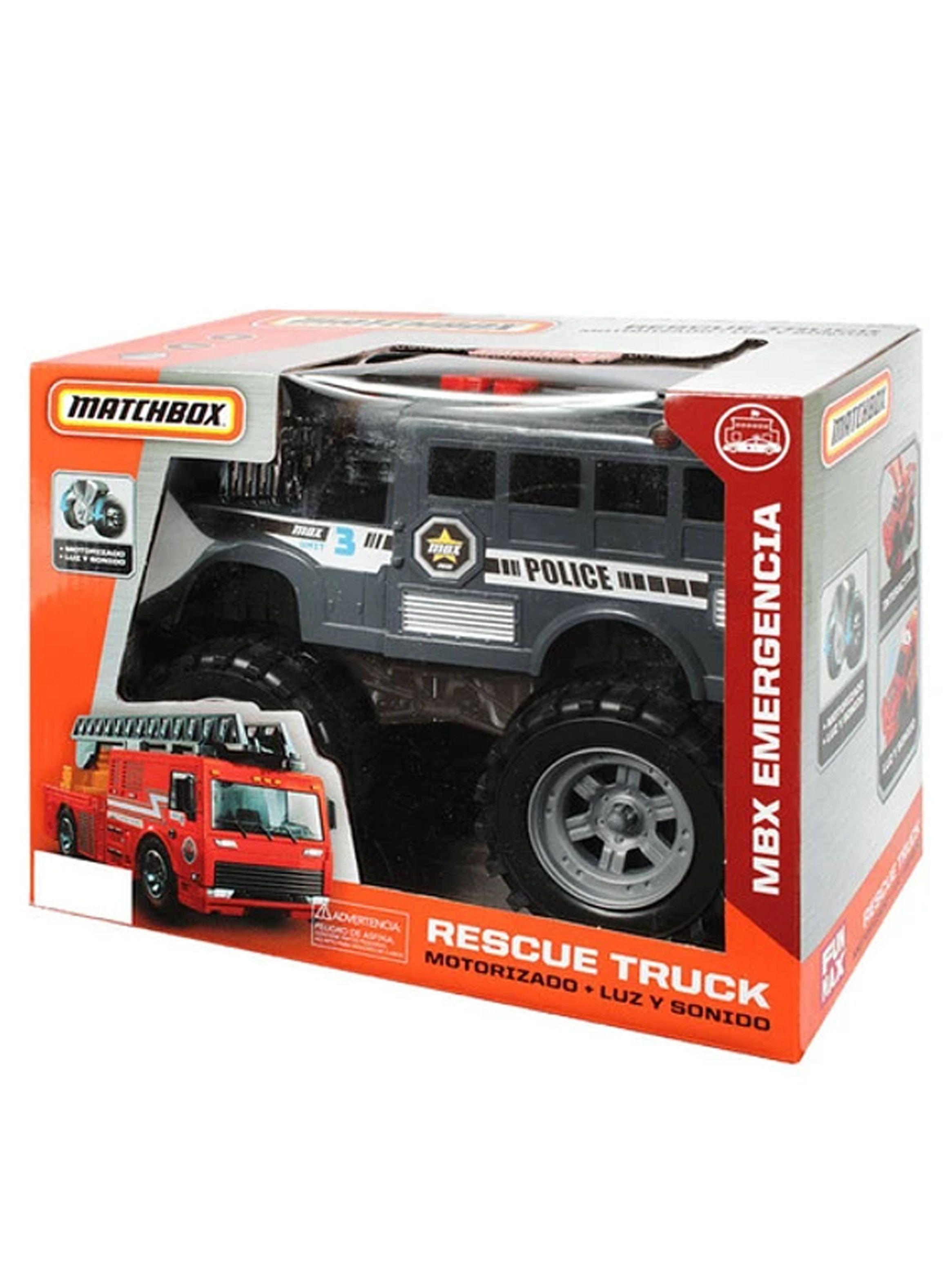Auto Gigante Rescue Truck Policía Motorizado con Luces y Sonido de Matchbox-2