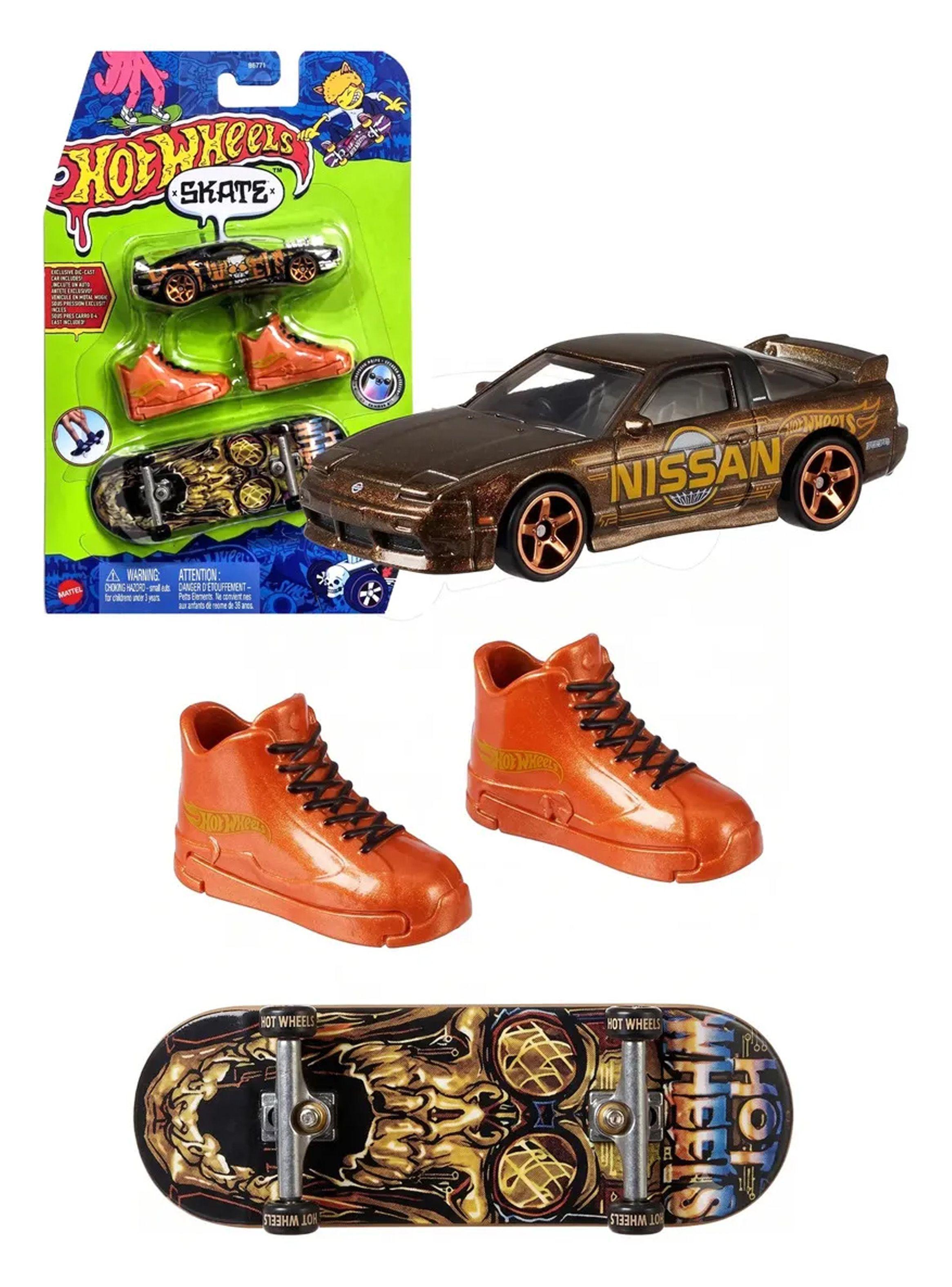 Set Hot Wheels Skate Patineta Tony Hawk Auto Naranja-0