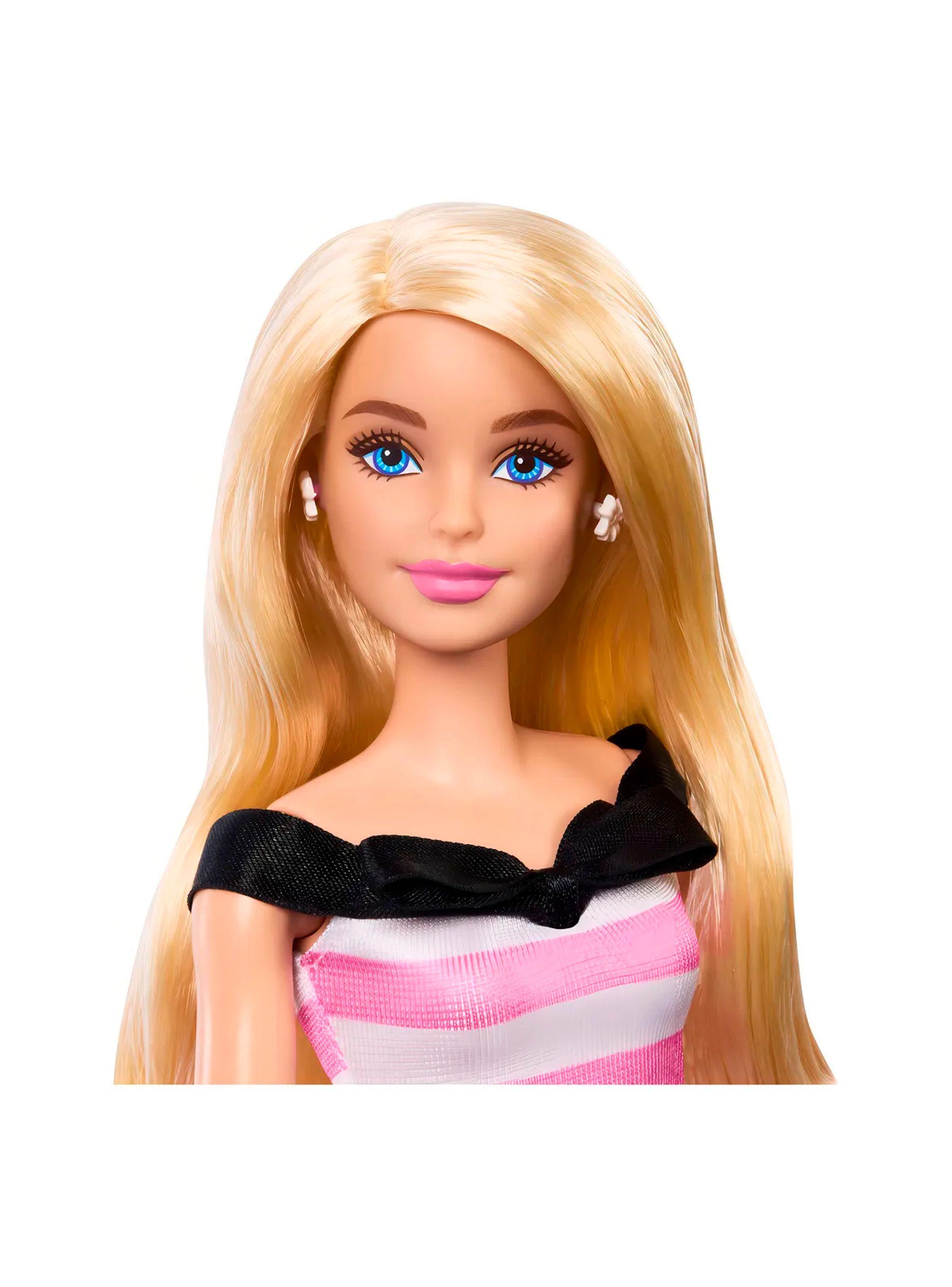 Muñeca Barbie 65 Aniversario | Vestido Rosa y Blanco-2