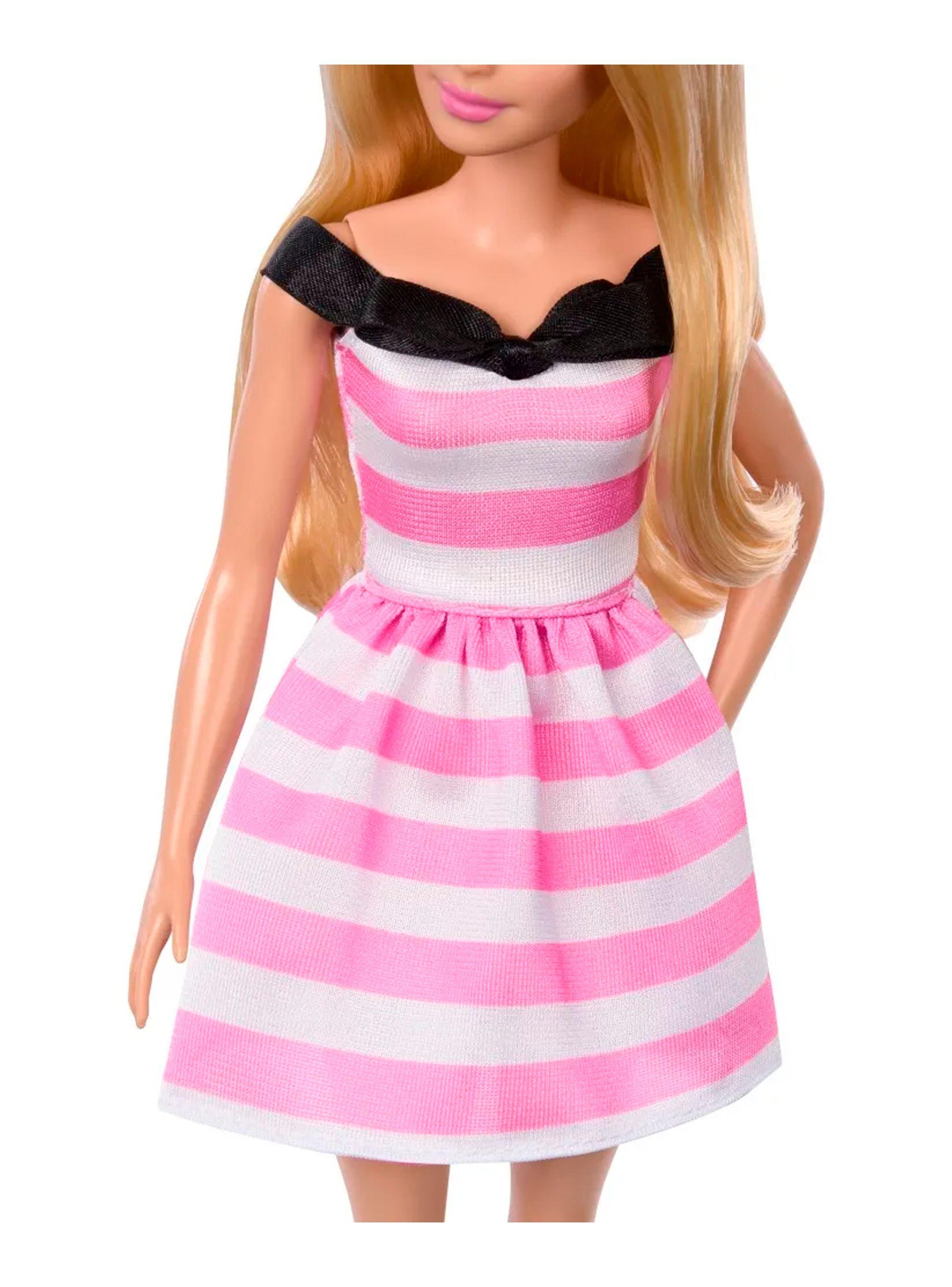 Muñeca Barbie 65 Aniversario | Vestido Rosa y Blanco-4