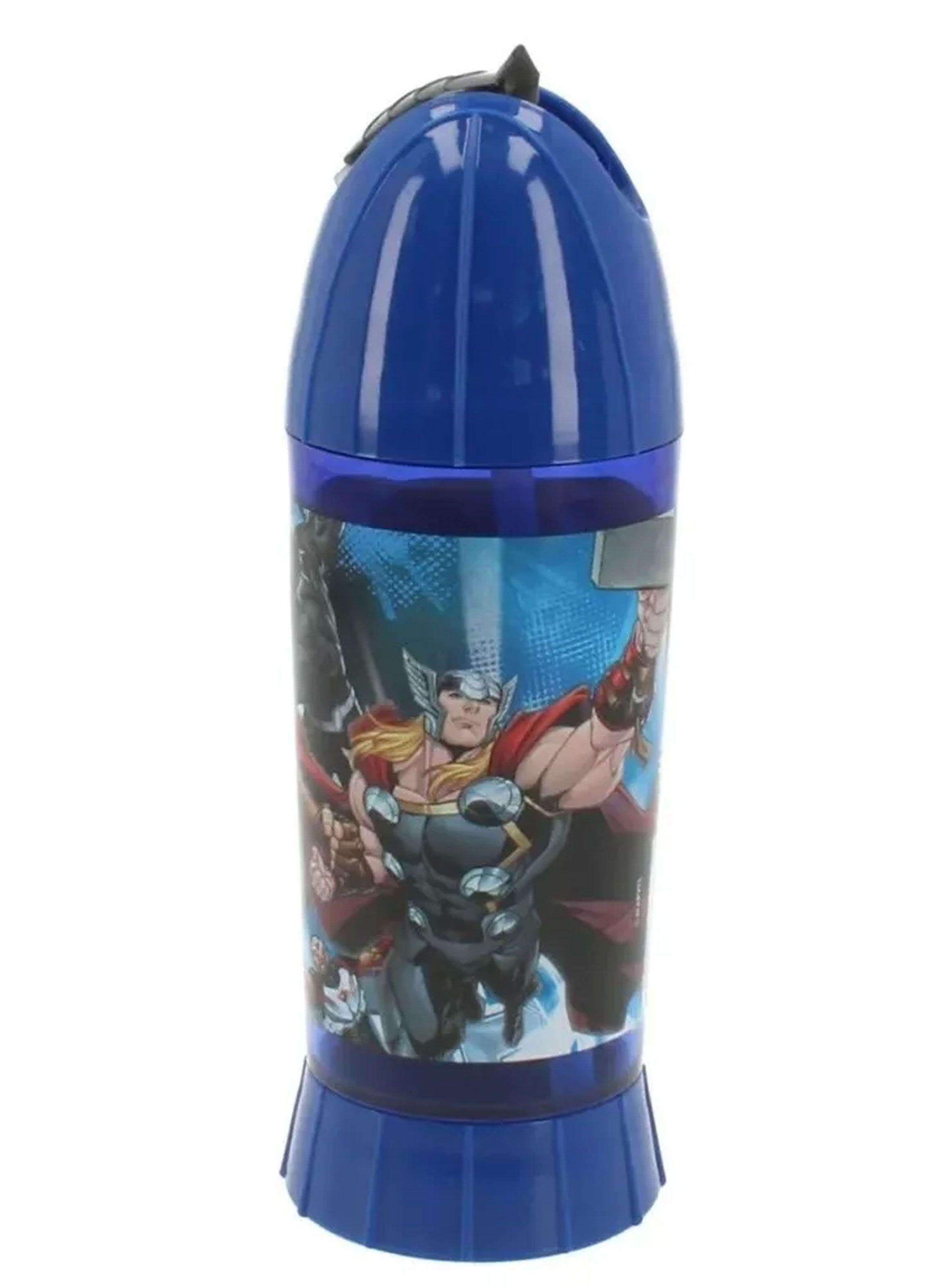 Vaso Botella Toma Jugo Con Bombilla Niño Avengers Color Azul-2