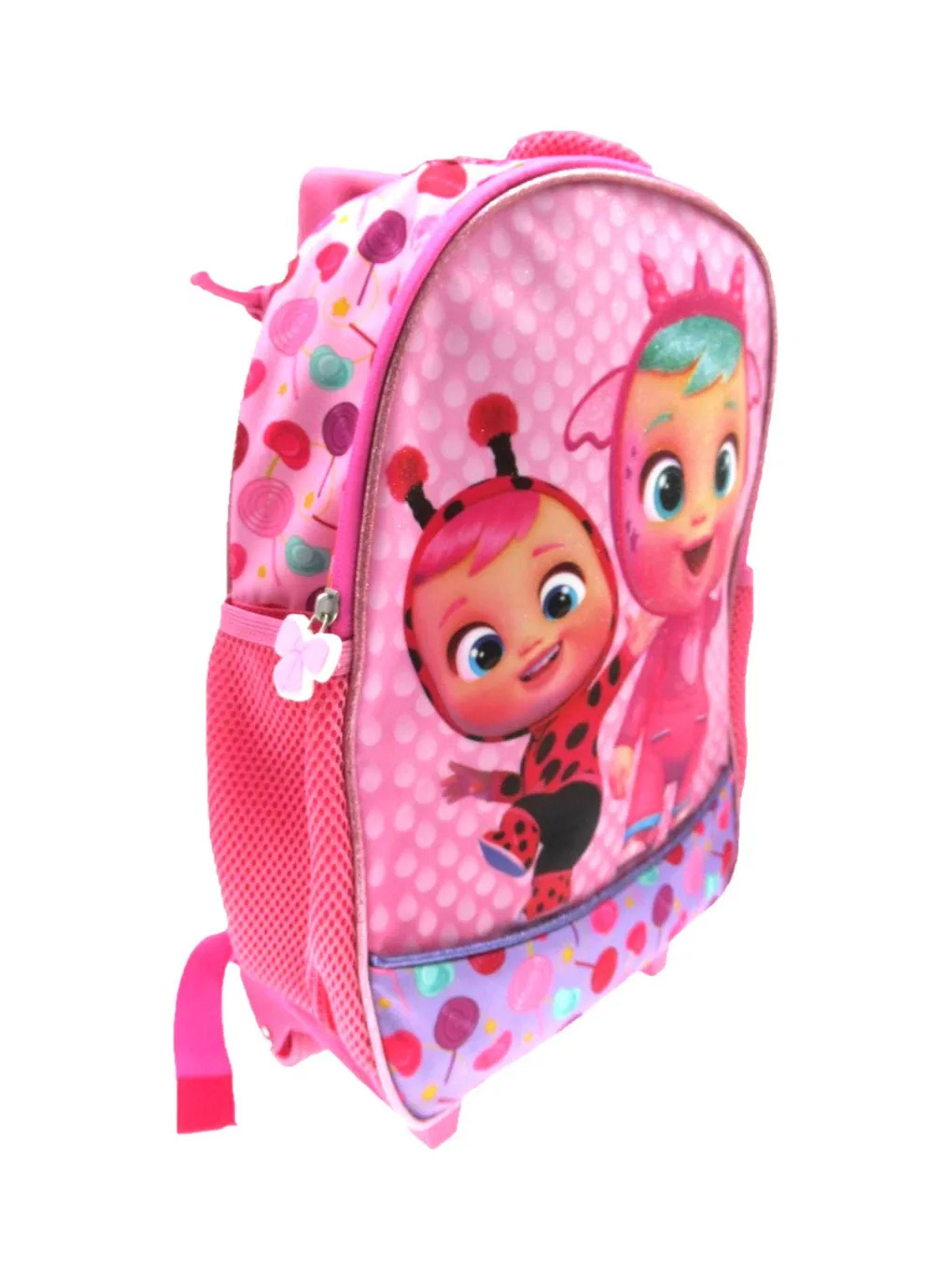 Mochila Escolar Cry Babies Bebes Llorones Con Ruedas Color Rosa Claro-2