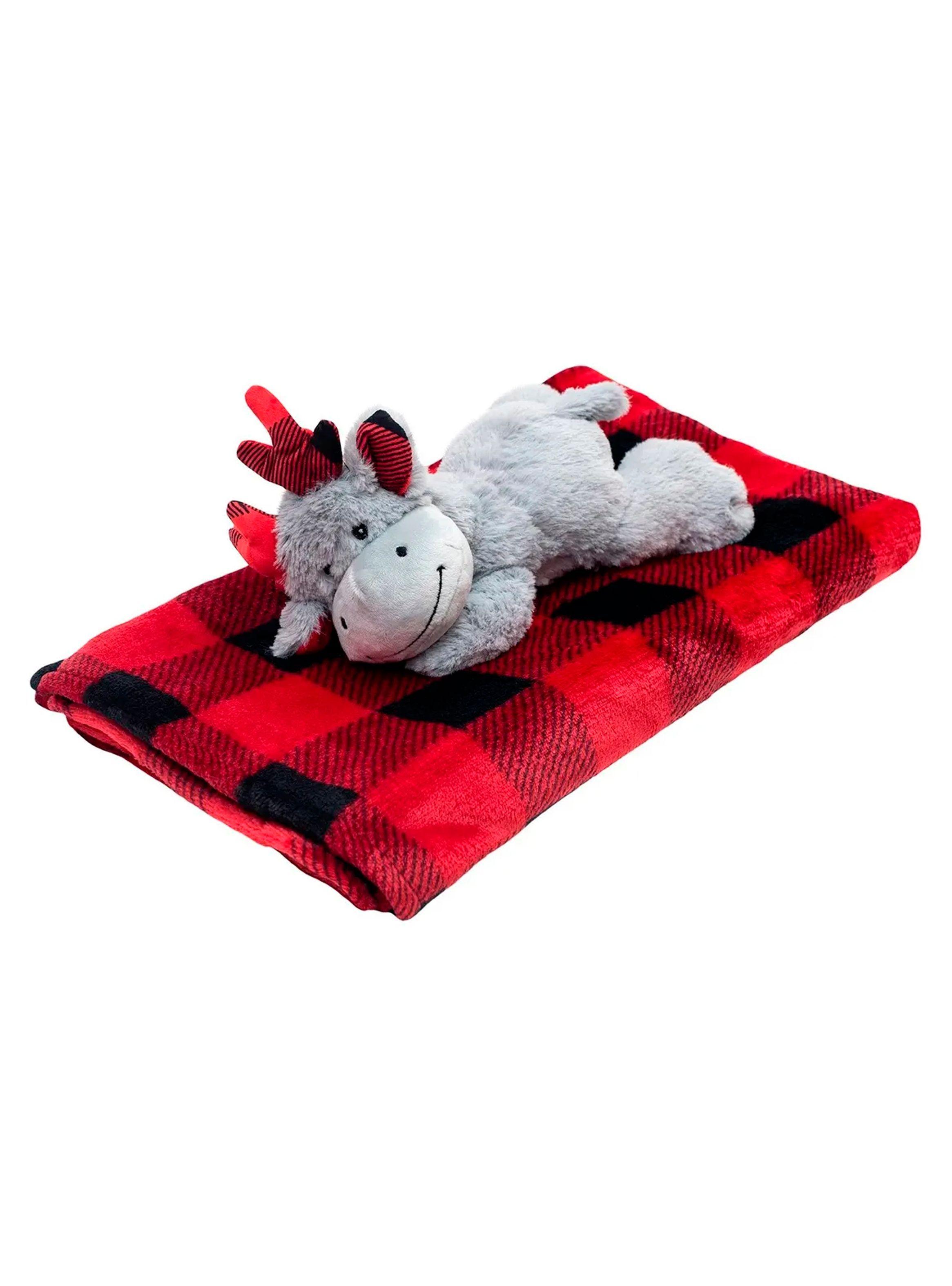 Set Frazada + Peluche Reno Regalo Navidad Para Bebé Bambino Reno Gris-2