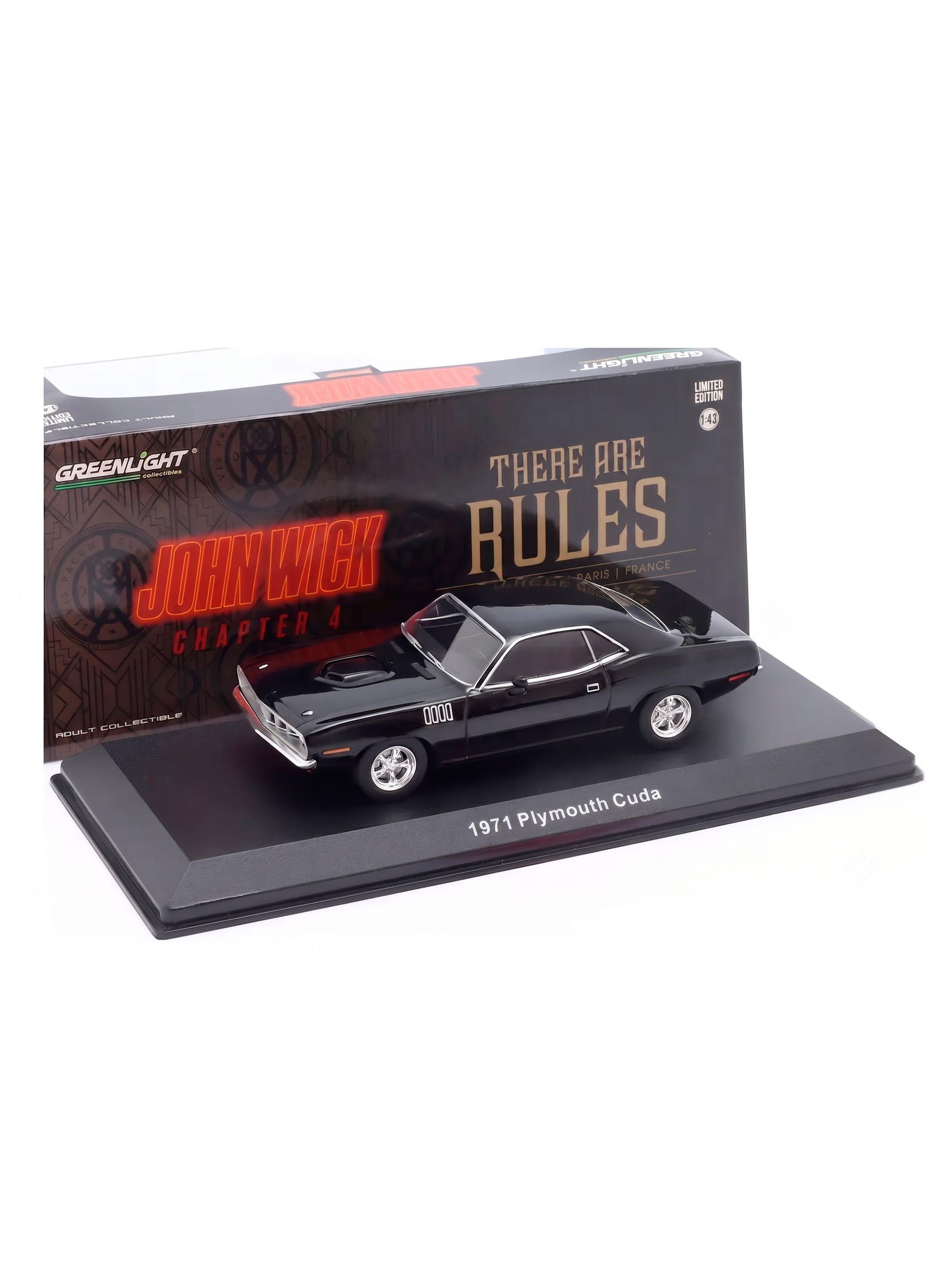 Auto 1971 Plymouth Cuda John Wick 4 Metal 1 43 Greenlight-3