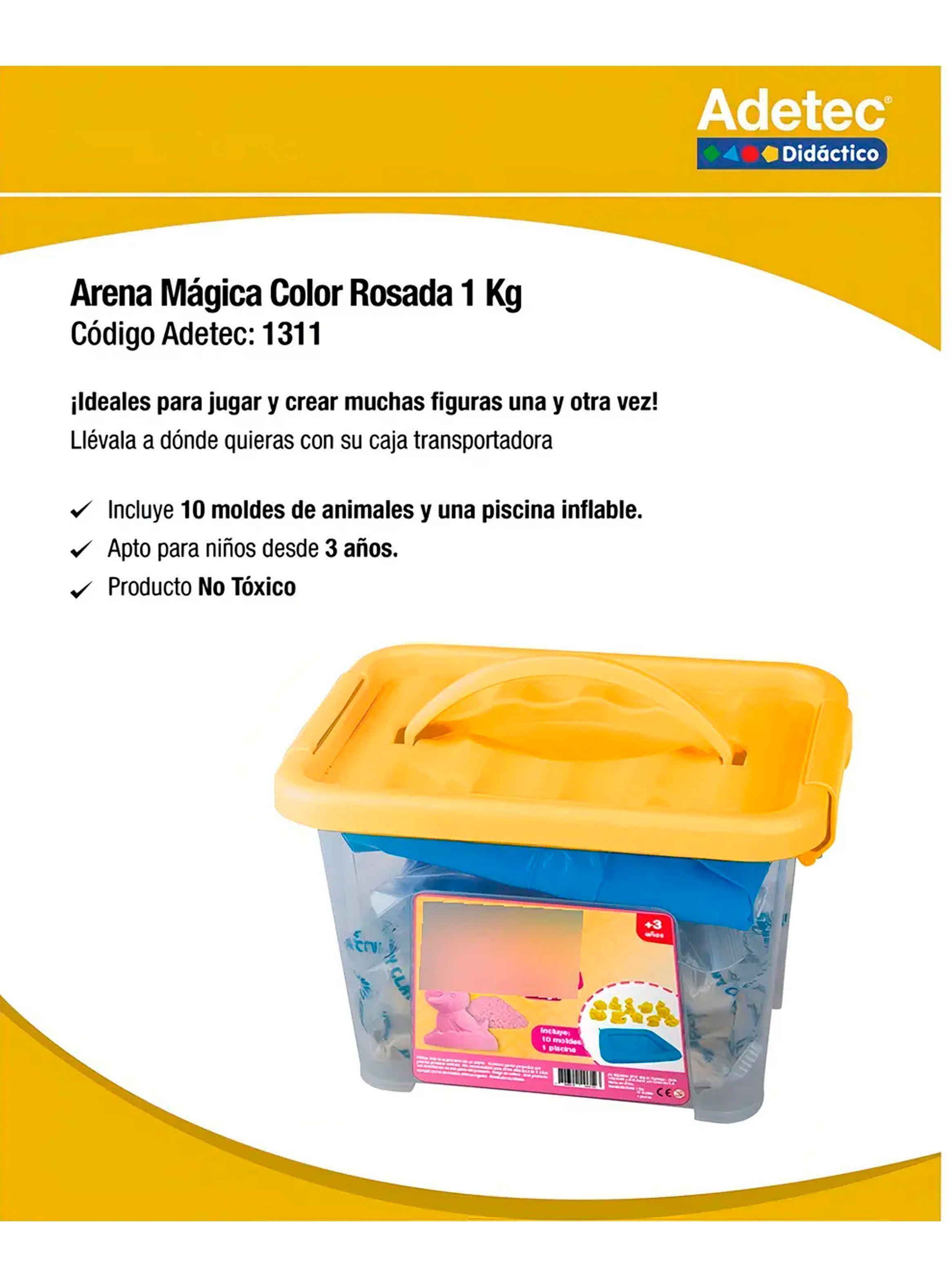 Arena Magica Adetec 1kg Rosada Con Moldes niños 3+-3