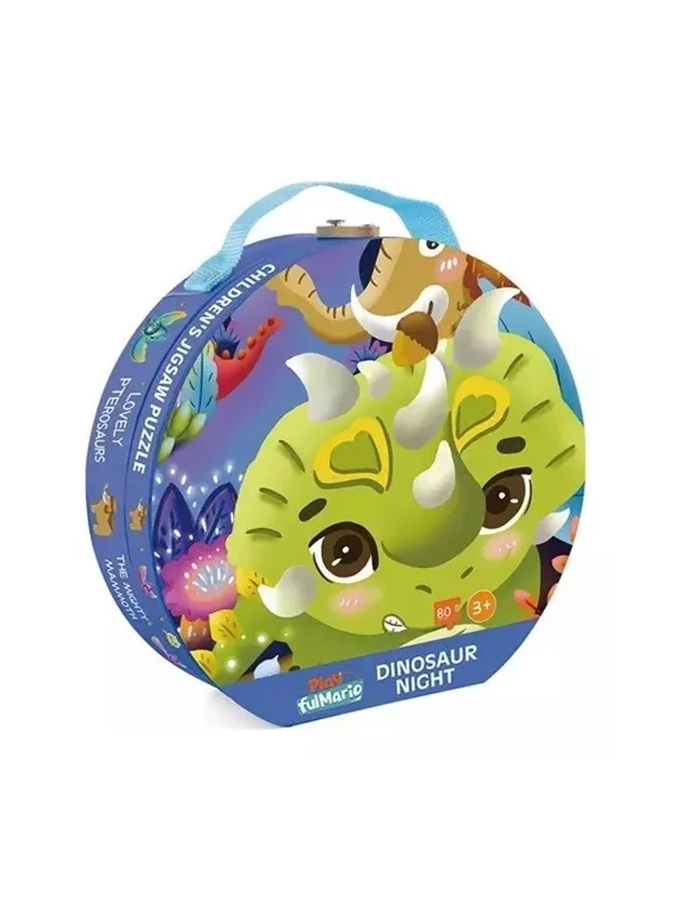 Puzzle Rompecabezas Noche de Dinosaurios Con Maleta 80 Pcs Deluxe Play Fulmario-2