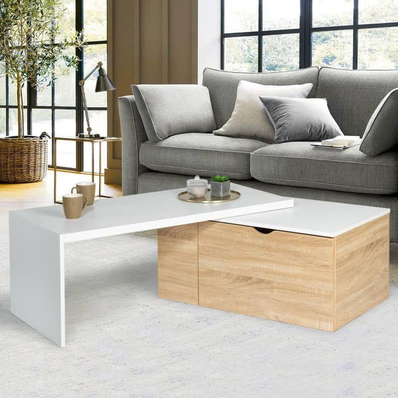 Mesa De Centro Transformable En L Para Living 100x48x40cm-0