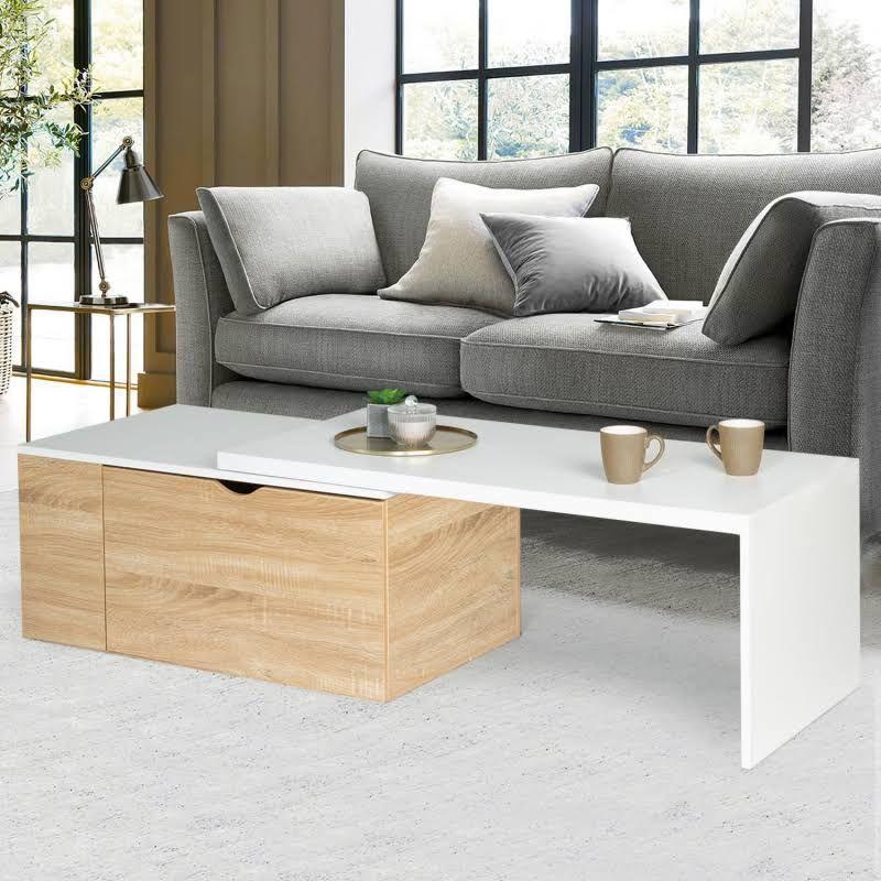 Mesa De Centro Transformable En L Para Living 100x48x40cm-1