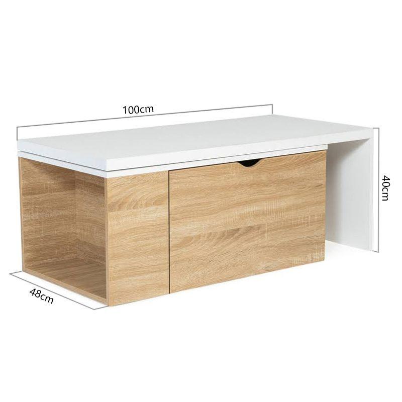 Mesa De Centro Transformable En L Para Living 100x48x40cm-2