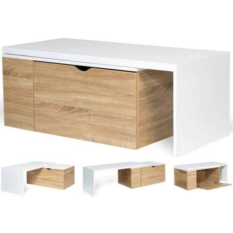 Mesa De Centro Transformable En L Para Living 100x48x40cm-7