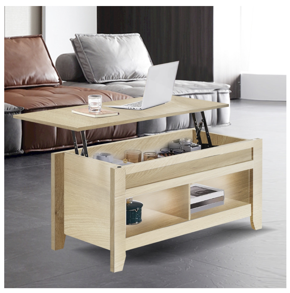 Mesa De Centro Elevable Para Living 105x50x45cm Norteamérica-0