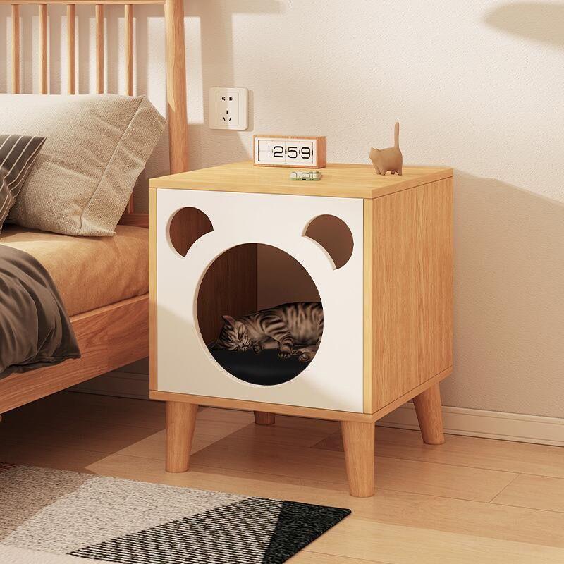 Velador Con Cama Para Mascota Casa Perro Gato 45x40x60cm-0