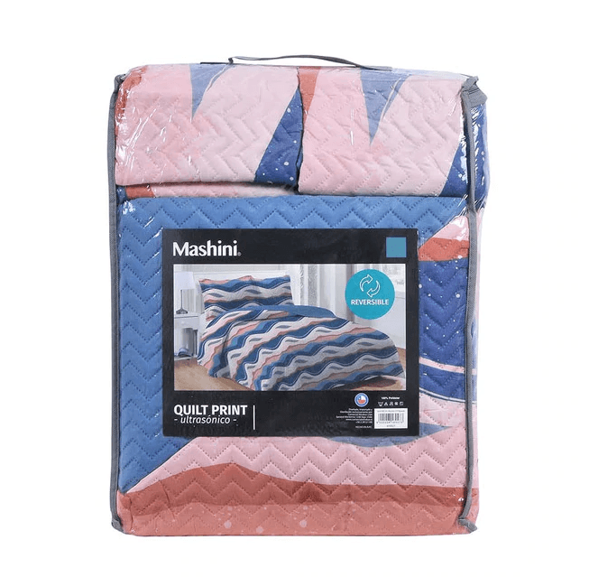 Quilt 1.5 Plazas Microfibra Estampado Aguada-2