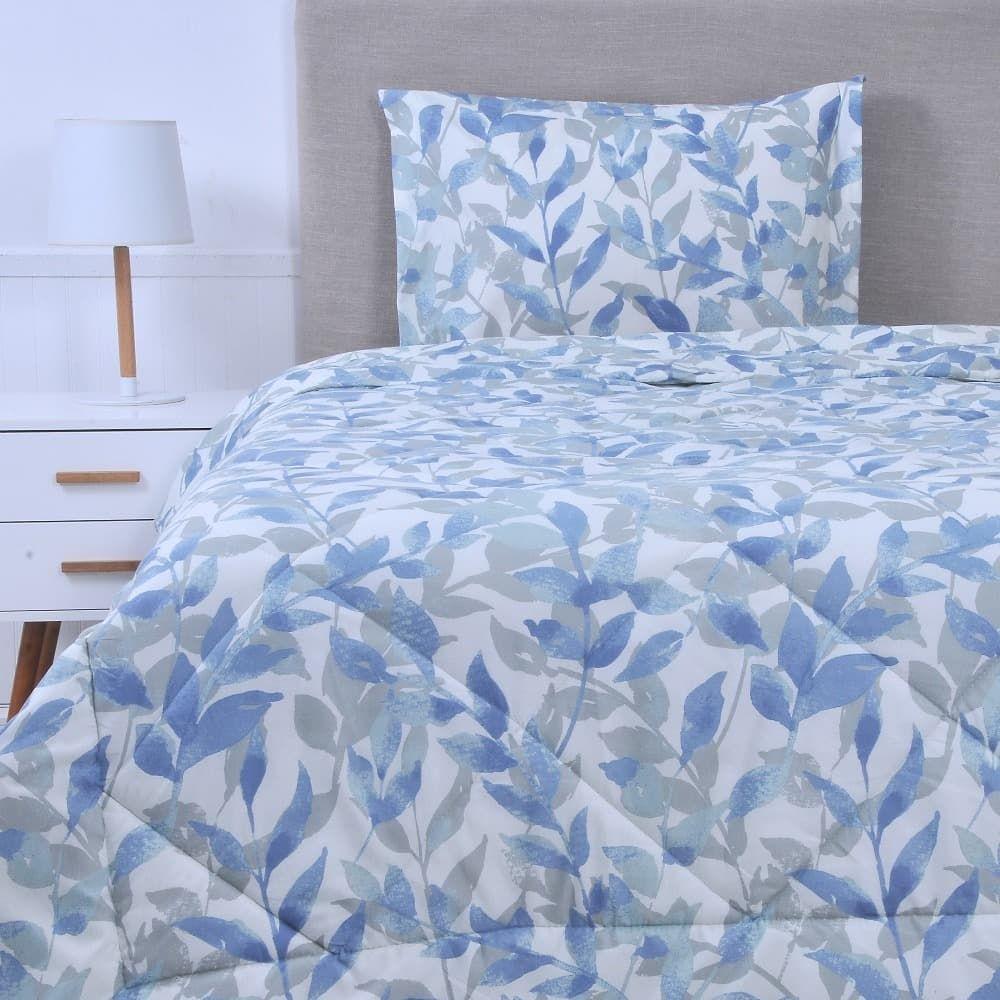 Plumón 1.5 Plazas Microfibra Estampado Hojas-0