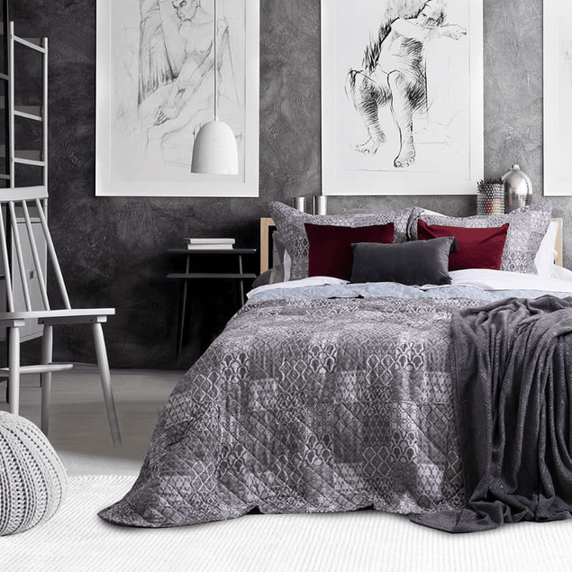 Quilt 2 Plazas Cosido Patchwork Piscis-1