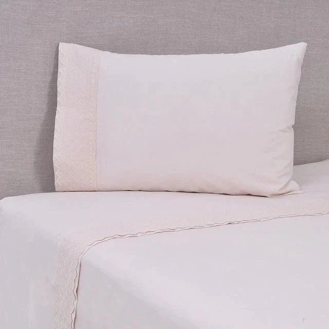 Sábana 1.5 Plazas Broderie Bricks Rosado-0