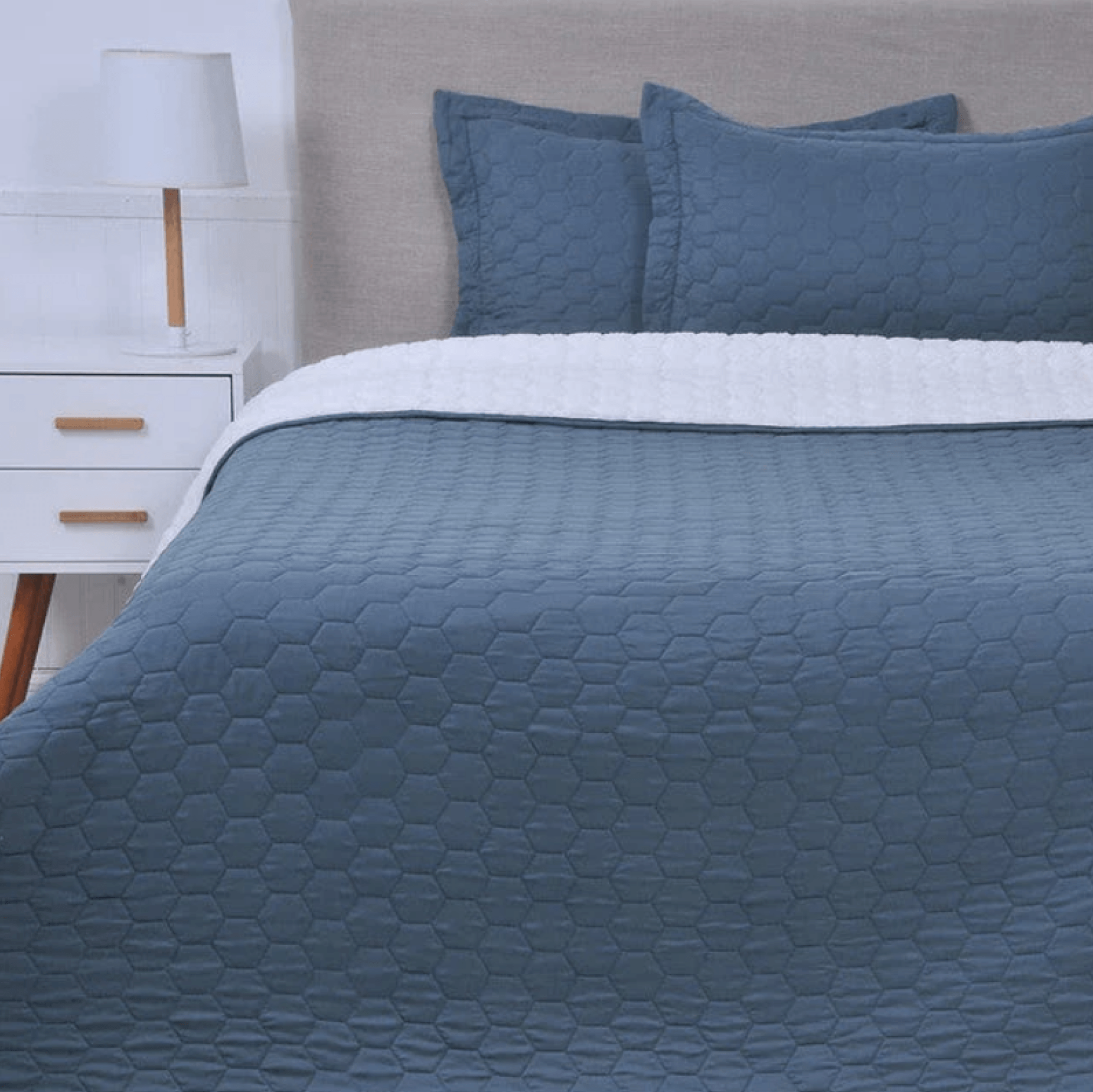 Quilt Sherpa Liso 2 Plazas Azul-0