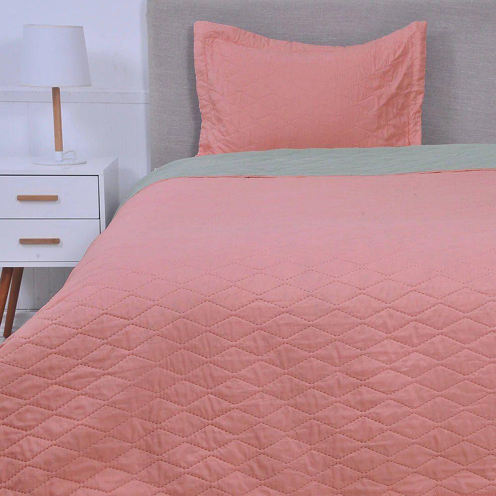 Quilt Bicolor Liso 1.5 Plazas Gris/Coral-0