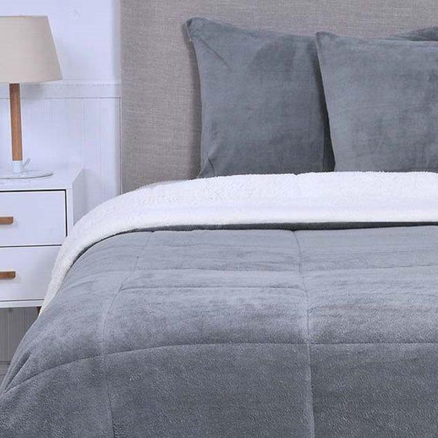 Plumón Coral Sherpa 1.5 Plazas Gris-0