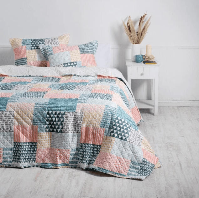 Quilt 2 Plazas Cosido Patchwork Aries-0