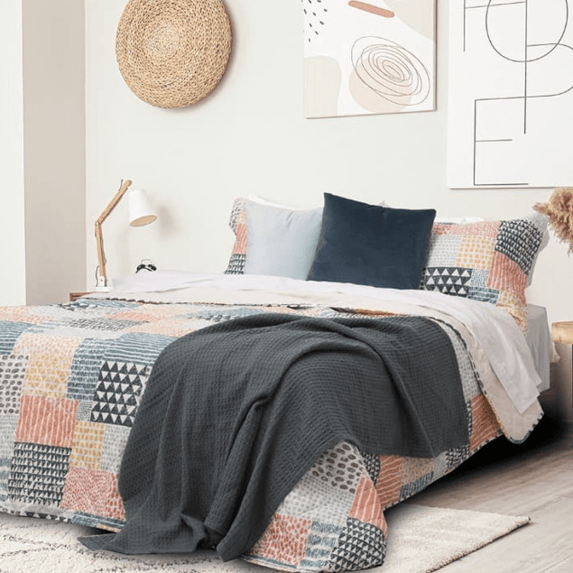 Quilt 2 Plazas Cosido Patchwork Aries-1