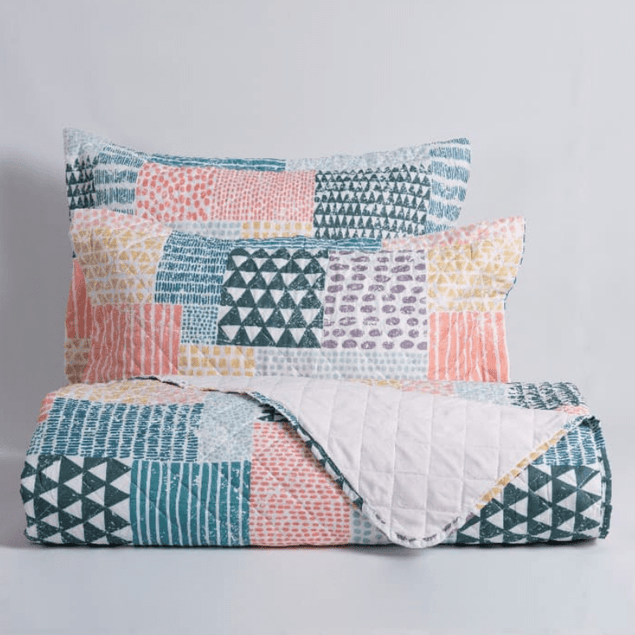 Quilt 2 Plazas Cosido Patchwork Aries-2