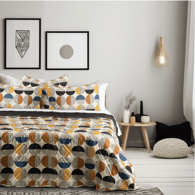 Quilt 2 Plazas Microfibra Estampado Circle-1