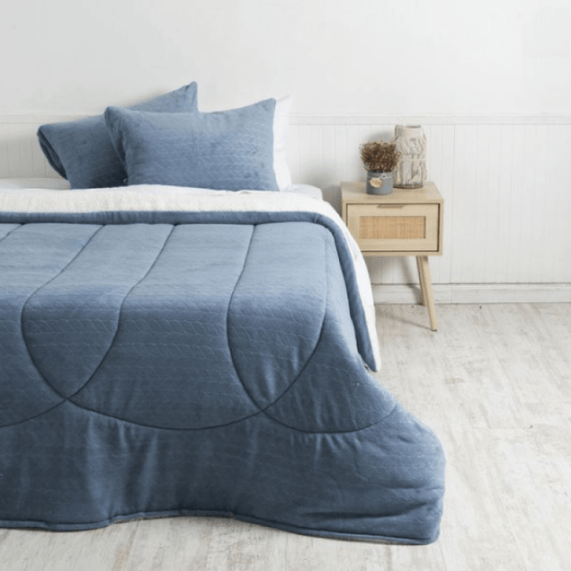 Plumón Coral Sherpa 2 Plazas Celeste-0