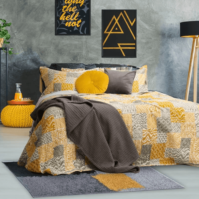 Quilt 1.5 Plazas Cosido Patchwork Leo-1