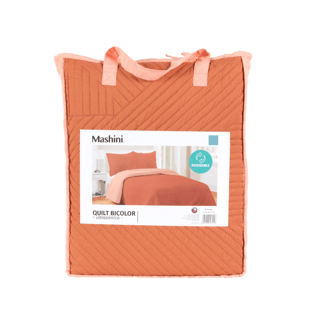 Quilt 2 Plazas Microfibra Terracota-Coral-3