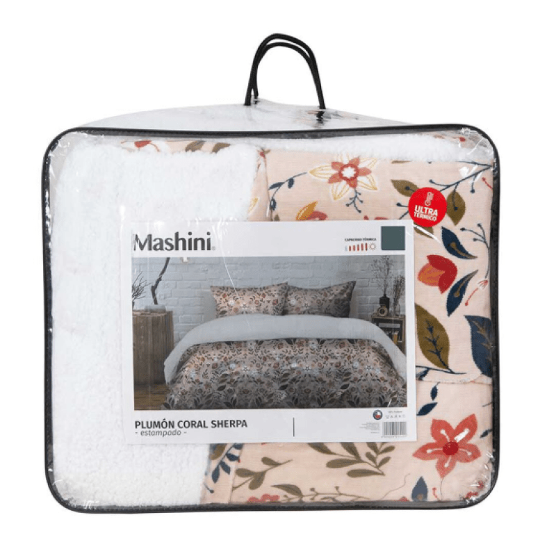Plumón Coral Sherpa 2 Plazas Print Split-3