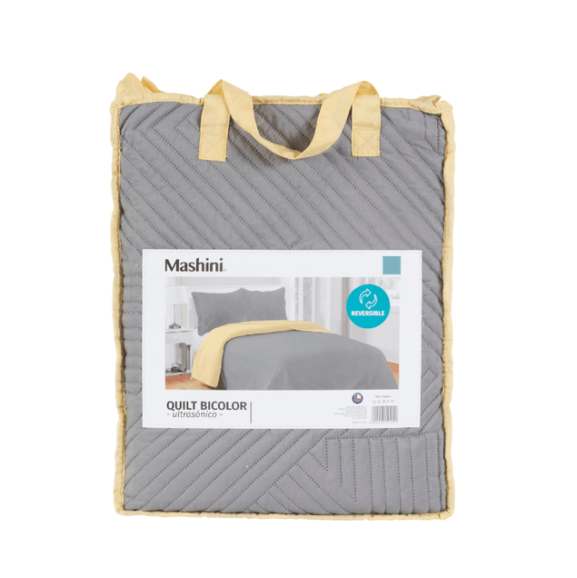 Quilt 2 Plazas Microfibra Gris-Amarillo-2