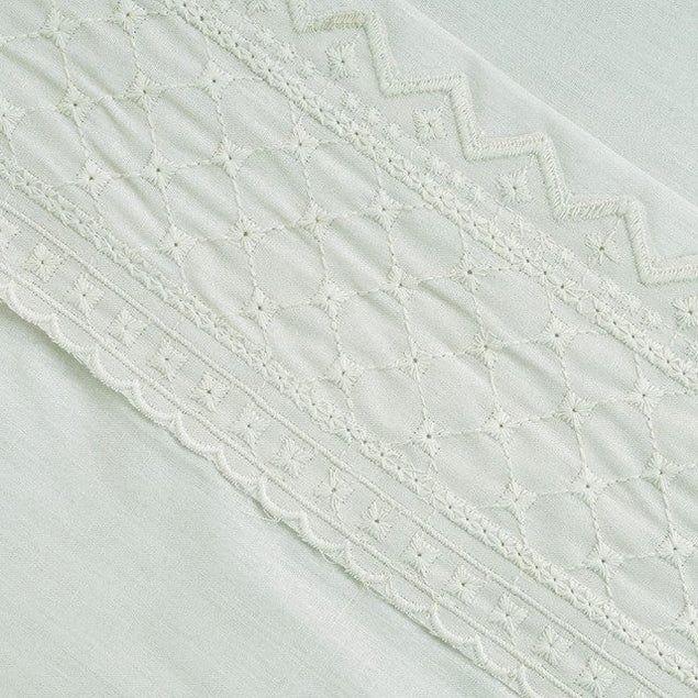 Sábana 2 Plazas Broderie Bricks Verde-1