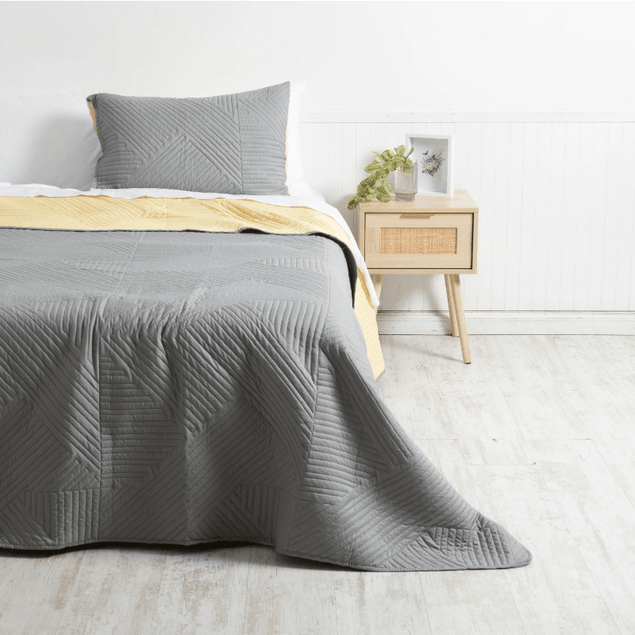 Quilt 1.5 Plazas Microfibra Gris-Amarillo-0