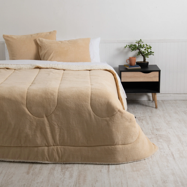 Plumón Coral Sherpa 1.5 Plazas Beige-0