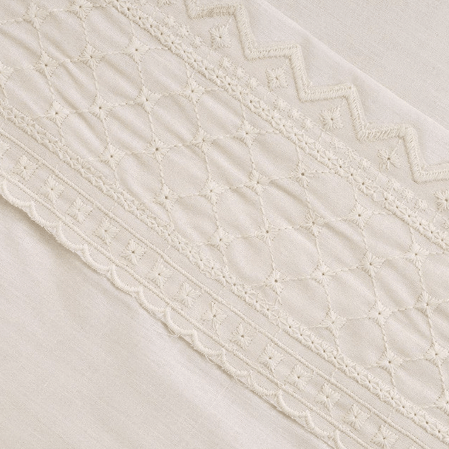 Sábana King 144 Hilos Broderie Bricks Amarillo-1