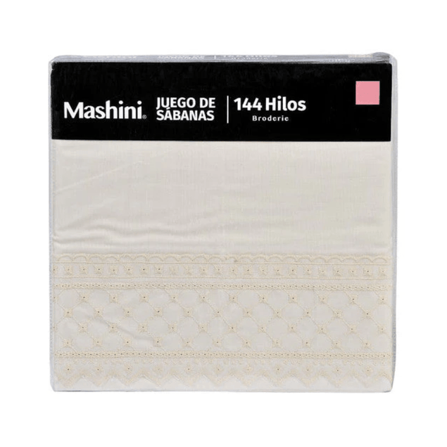 Sábana King 144 Hilos Broderie Bricks Amarillo-2