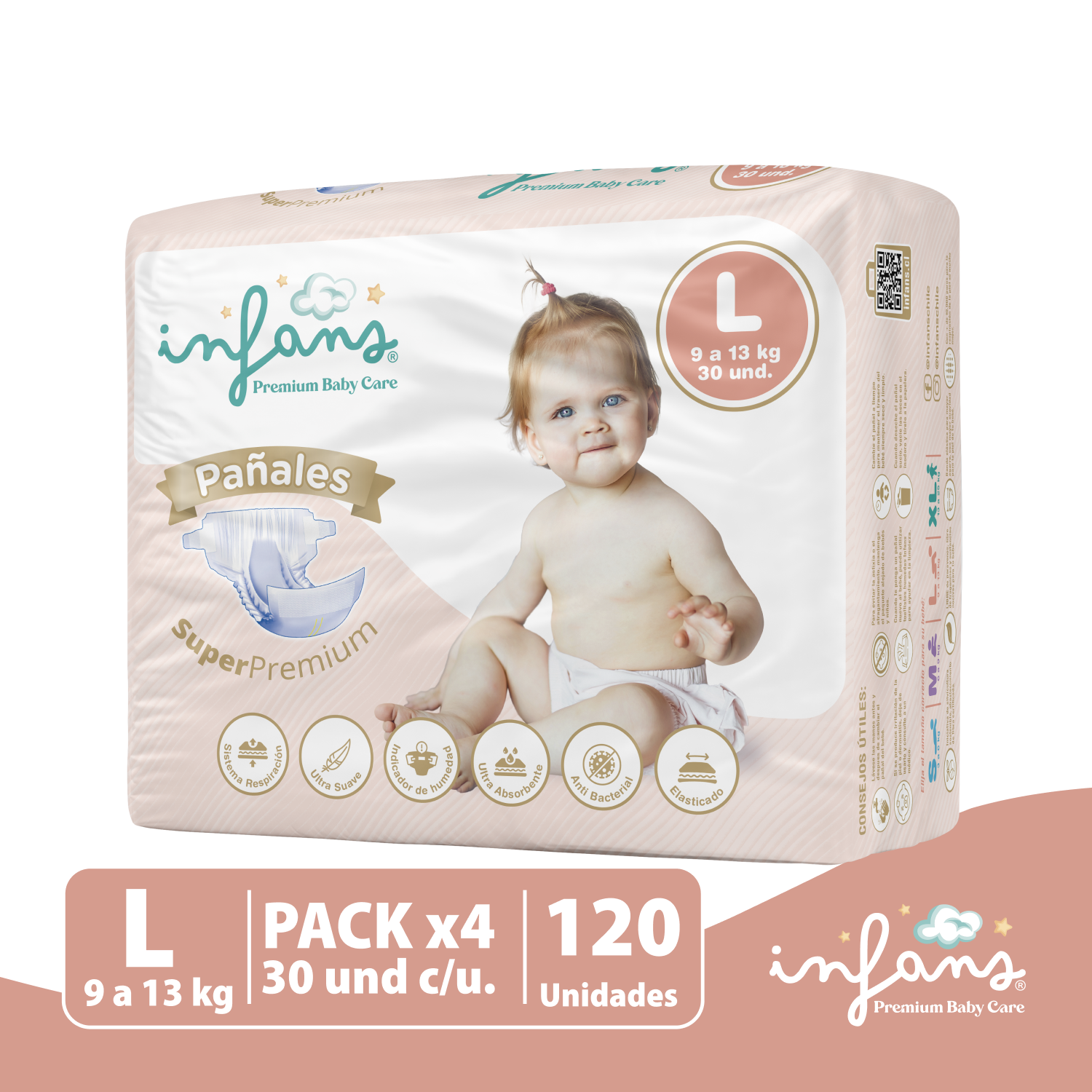 Pañal Infans Super Premium Talla L 4x30u 120u-1
