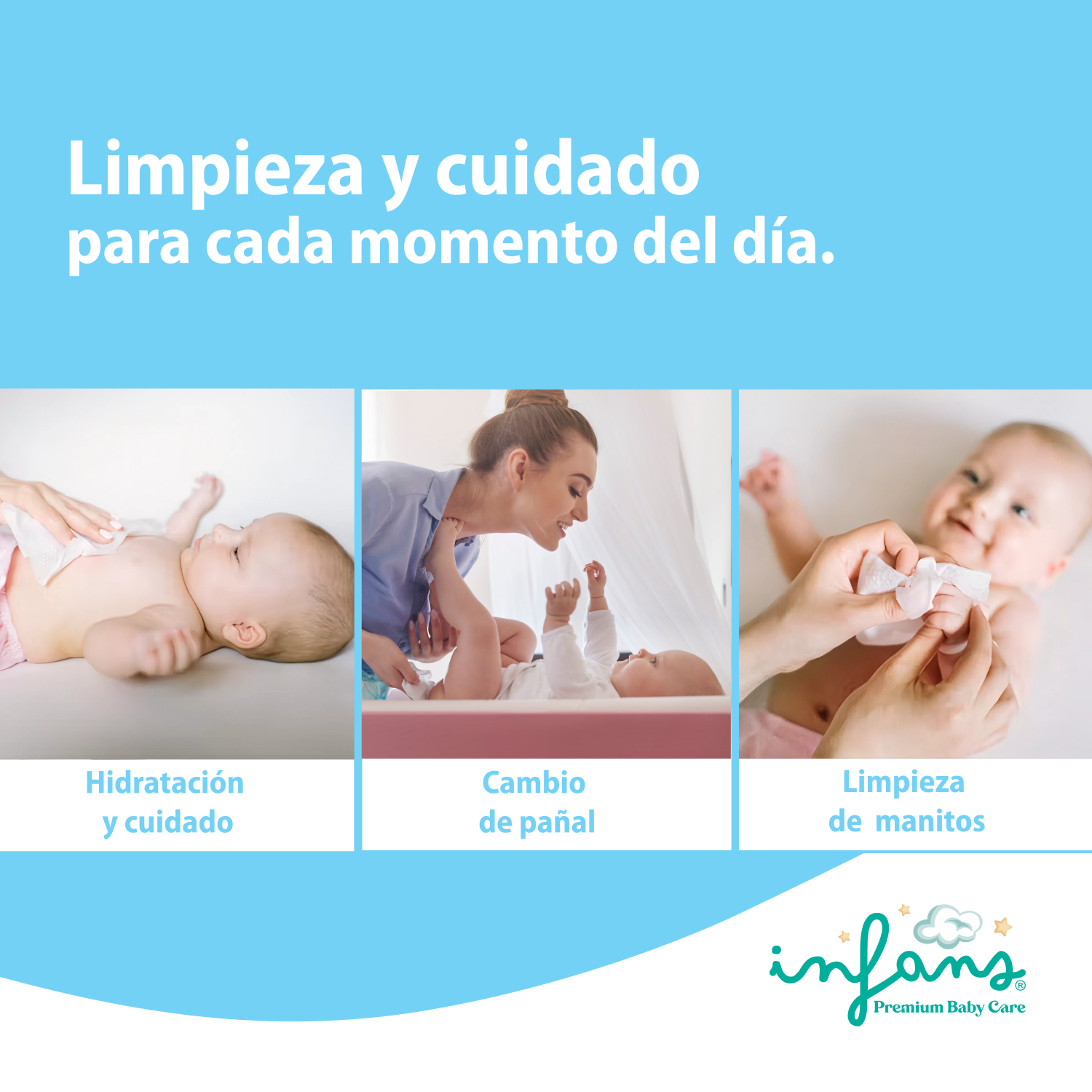 Toallitas Húmedas Infans 99.9% Agua 3x60u 180u-4